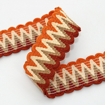 SCROOL GIMP STRIPED ELASTIC 3,8cm TILE/BEIGE/PEACH/SALMON 25m