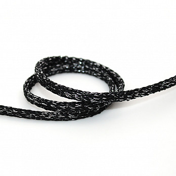 SHOELACE CORD 6,5mm BLACK/SILVER 50m
