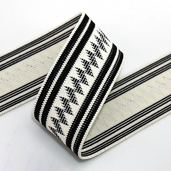 ELASTICO RAYADO ETNICO TAYLA 4,2cm CHAMPÁN/NEGRO 25m