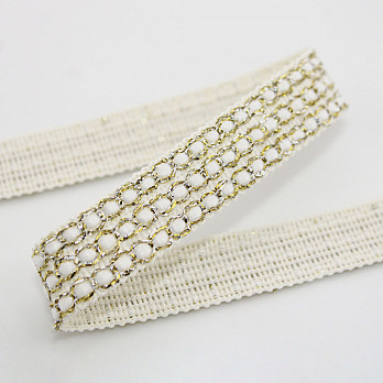 PASAMANERÍA MIÇANGA TRIPLA 1,4cm CRUDO/PLATA/CHAMPÁN 20m