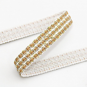 PASAMANERÍA MIÇANGA TRIPLA 1,4cm CRUDO/PLATA/ORO/BEIGE 20m