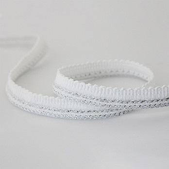 FINE ROPE PIPING LACE 1,2cm RAW/SILVER 20m