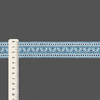 ENCAJE OJITO ZIG ZAG 3,1cm AZUL BEBÉ/CRUDO 30m