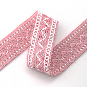 ENCAJE OJITO ZIG ZAG 3,1cm ROSA BEBÉ/CRUDO 30m