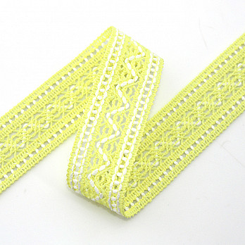 ENCAJE OJITO ZIG ZAG 3,1cm AMARILLO BEBÉ/CRUDO 30m