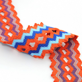 ELÁSTICO ZIG ZAG 6,3cm NARANJA/AZUL PASTEL/AZUL REAL 25m
