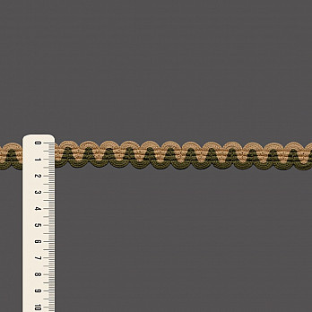 ZIG ZAG PASSEMENTERIE 1,5cm BEIGE/MOSS GREEN 20m