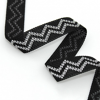 ZIG ZAG RIGID RIBBON 1,8cm BLACK/RAW 20m