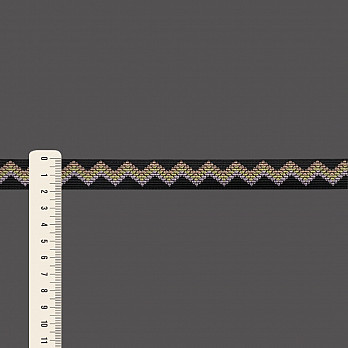 ZIG ZAG RIGID RIBBON 1,9cm BLACK/PEACH/BABY YELLOW/PINK 20m
