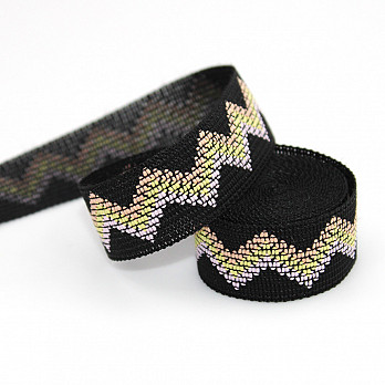 CINTA RÍGIDA ZIG ZAG 1,9cm NEGRO/PÊSSEGO/AMARILLO BEBÉ/ROSA 20m