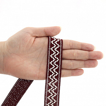 CINTA RÍGIDA ZIG ZAG 2,4cm VINO/CHAMPÁN 20m