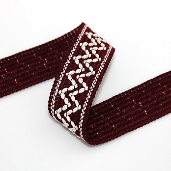 CINTA RÍGIDA ZIG ZAG 2,4cm VINO/CHAMPÁN 20m