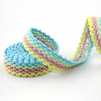 ZIG ZAG STRIPED RIGID RIBBON 1,3cm BABY BLUE/BABY GREEN/BABY PINK/BABY YELLOW/SILVER 50m